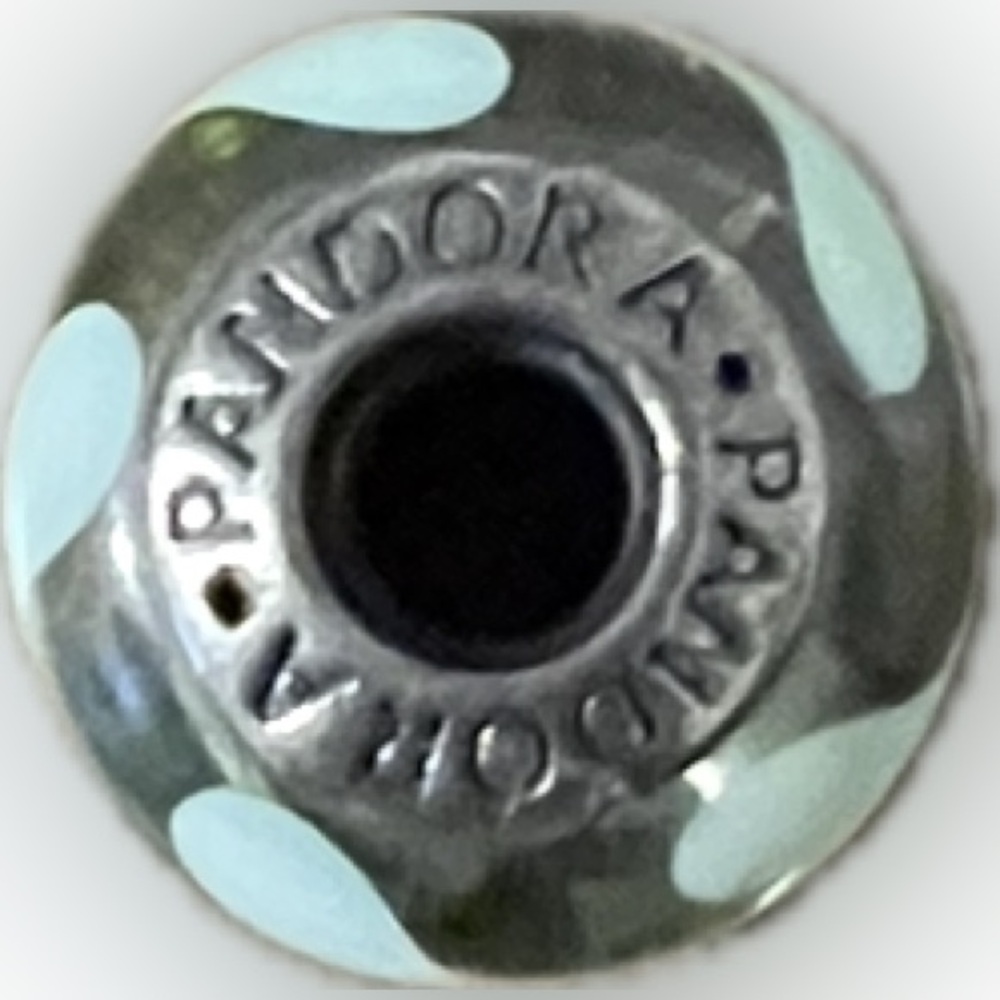 🎈 Pandora Light Green Swirl Murano Charm 790672 Retired 925 ALE Glass